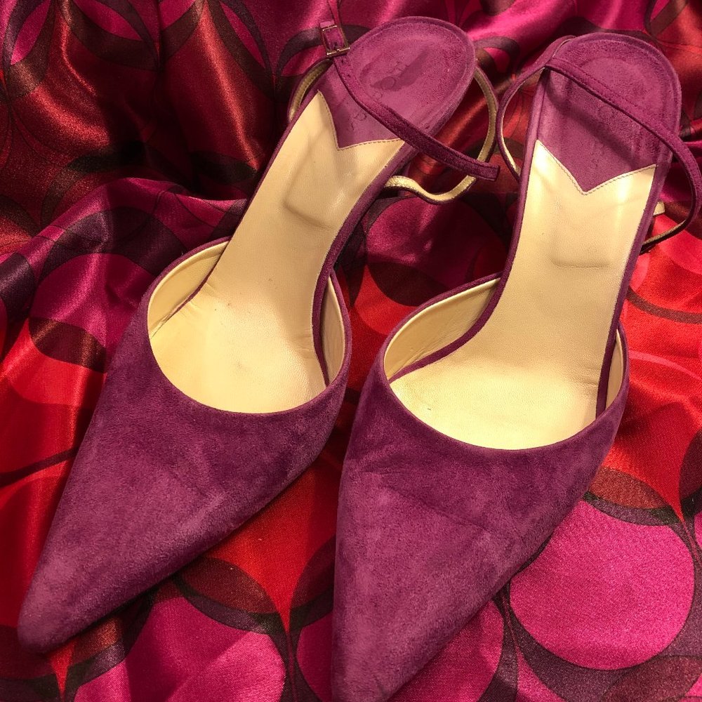 Pink Suede Slingbacks (Size 8.5)